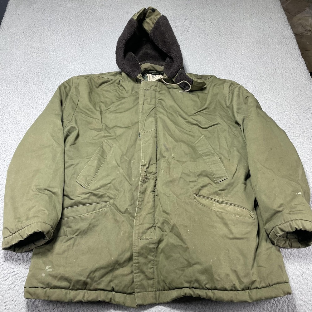 VTG Parka Jacket 2XL US‎ Military 1950s Zip Hood Civilian B-9 Quilted Coat Flaws
